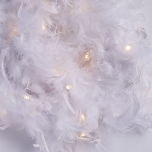 White Feather Garland Lights with Warm White LEDs. Battery or USB Powered Feather Fairy Lights with Timer