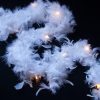White Feather Garland Lights with Warm White LEDs. Battery or USB Powered Feather Fairy Lights with Timer