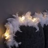 White Feather Garland Lights with Warm White LEDs. Battery or USB Powered Feather Fairy Lights with Timer