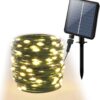 200 Warm White Solar Powered Fairy Lights on Green Wire. Multifunction.
