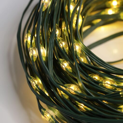 200 Warm White Solar Powered Fairy Lights on Green Wire. Multifunction.