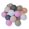 20 Cotton Ball Fairy Lights - USB or Battery Operated LED String Lights with Timer mode (Pink, White, Peach, Grey)