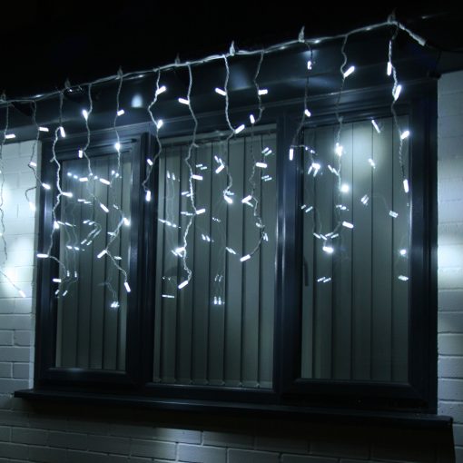 230VICICLEWHWH-02 Professional 3m 100 LED icicle cold white fairy lights and plug - Bundle offer