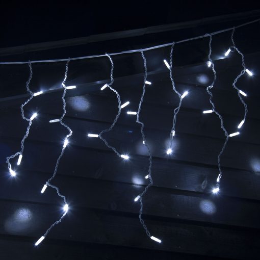 230VICICLEWHWH-03 Professional 3m 100 LED icicle cold white fairy lights and plug - Bundle offer