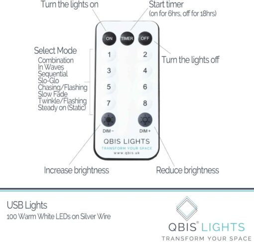 61Sr0TciasL._AC_SL1500_ 100 Warm White Micro Lights with Remote Control, USB Plug, Timer, Multi Function & Dimmer. Fairy String Lights