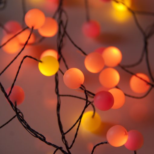Sunset® Berry Cluster Lights on Black Wire. 240 Red, Orange/ Amber and Yellow LED Garland Fairy Lights