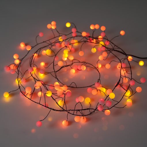 Sunset® Berry Cluster Lights on Black Wire. 240 Red, Orange/ Amber and Yellow LED Garland Fairy Lights