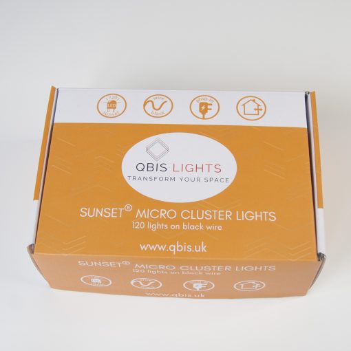 Sunset® Berry Cluster Lights on Black Wire. 120 Red, Orange/ Amber and Yellow LED Garland Fairy Lights