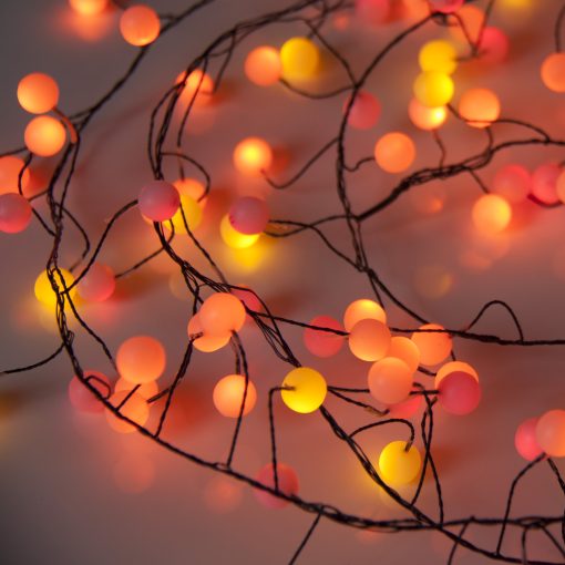 Sunset® Berry Cluster Lights on Black Wire. 120 Red, Orange/ Amber and Yellow LED Garland Fairy Lights