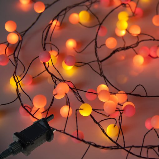 Sunset® Berry Cluster Lights on Black Wire. 240 Red, Orange/ Amber and Yellow LED Garland Fairy Lights