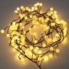 120 Warm White LED Berry Cluster Lights on Black Wire. Plug in Garland Fairy Lights
