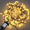 120 Warm White LED Berry Cluster Lights on Black Wire. Plug in Garland Fairy Lights