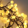 120 Warm White LED Berry Cluster Lights on Black Wire. Plug in Garland Fairy Lights