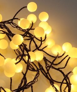B120CLUWWBL04 240 Warm White LED Berry Cluster Lights on Black Wire. Plug in Garland Fairy Lights