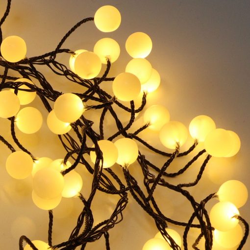 120 Warm White LED Berry Cluster Lights on Black Wire. Plug in Garland Fairy Lights