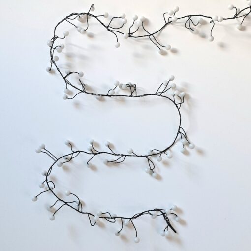 240 Warm White LED Berry Cluster Lights on Black Wire. Plug in Garland Fairy Lights