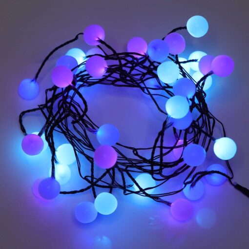 40 pastel berry cluster lights on black wire.