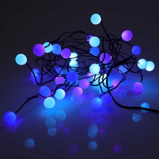 40 pastel berry cluster lights on black wire.