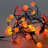 Sunset® Berry Cluster Lights on Black Wire. 40 LEDs, a combination of Red, Orange and Yellow lights. Battery operated Garland Fairy Lights with Timer
