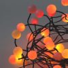 Sunset® Berry Cluster Lights on Black Wire. 40 LEDs, a combination of Red, Orange and Yellow lights. Battery operated Garland Fairy Lights with Timer
