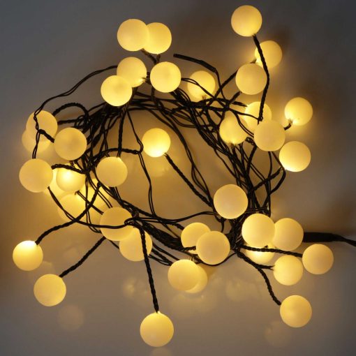 Warm White Berry Cluster Lights on Black Wire. 40 LEDs. Battery operated Garland Fairy Lights with Timer