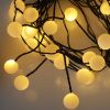 Warm White Berry Cluster Lights on Black Wire. 40 LEDs. Battery operated Garland Fairy Lights with Timer