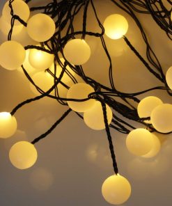 Warm White Berry Cluster Lights on Black Wire. 40 LEDs. Battery operated Garland Fairy Lights with Timer