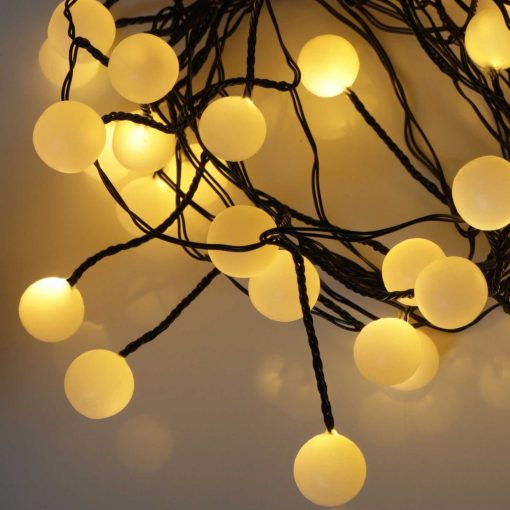 Warm White Berry Cluster Lights on Black Wire. 40 LEDs. Battery operated Garland Fairy Lights with Timer