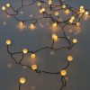 Warm White Berry Cluster Lights on Black Wire. 40 LEDs. Battery operated Garland Fairy Lights with Timer