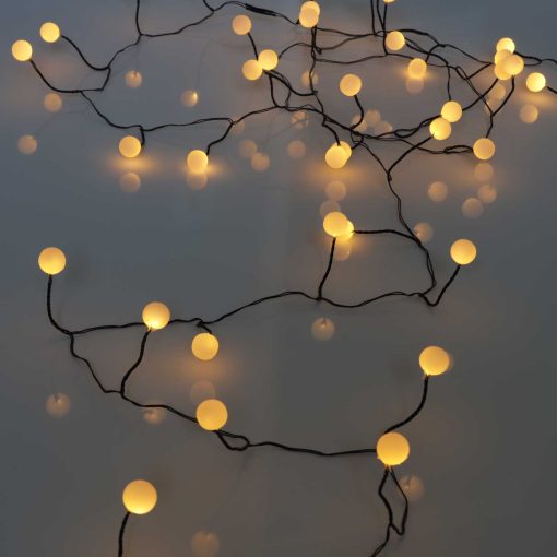 Warm White Berry Cluster Lights on Black Wire. 40 LEDs. Battery operated Garland Fairy Lights with Timer