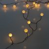 Warm White Berry Cluster Lights on Black Wire. 40 LEDs. Battery operated Garland Fairy Lights with Timer