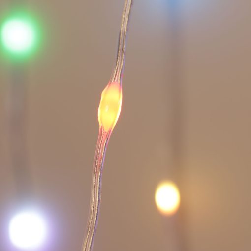 320 RGB Curtain Lights on Silver Wire. Plug in Fairy Lights with Remote.