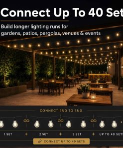 Professional Connectable Warm White Festoon A60 IP67 Lights on Black Cable 5m
