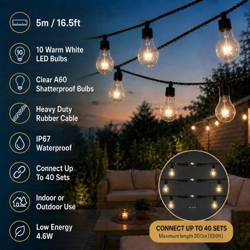 Festoon-Lights-06 Professional Connectable Large A60 Warm White Festoon IP67 Lights - Bundle Offer
