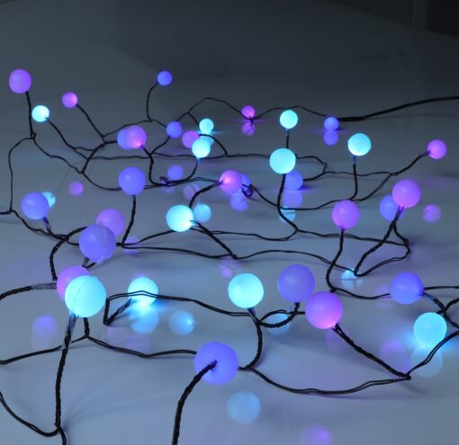40 pastel berry cluster lights on black wire.