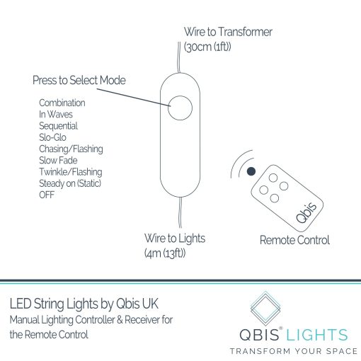 M100STR-5V-WW-SL-Controller 100 Warm White LED Fairy Lights on Silver Wire. Remote, Dimmer, Timer & Multifunction. Plug in String Lights