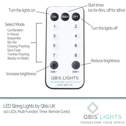 100 Sunset® Micro Lights, Multi Function Fairy String Lights in red, orange & yellow. With remote control.
