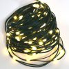 100 Warm White Battery Powered Fairy Lights on Green Wire. Multifunction with Timer
