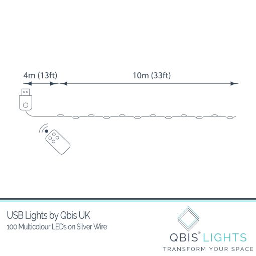 100 Multicolour Micro Lights with Remote Control, USB Plug, Timer, Multi Function & Dimmer. Fairy String Lights