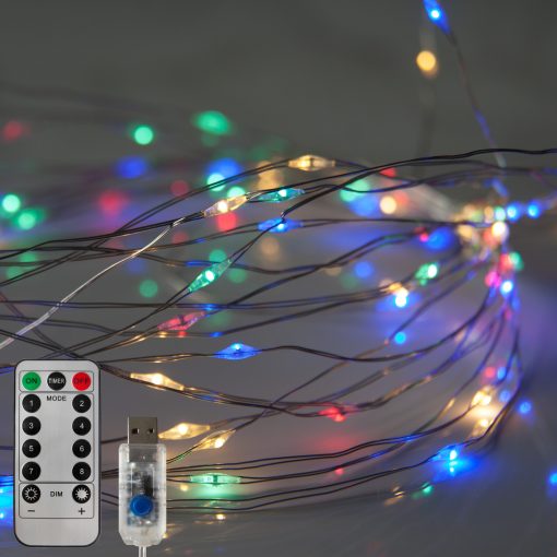 100 Multicolour Micro Lights with Remote Control, USB Plug, Timer, Multi Function & Dimmer. Fairy String Lights