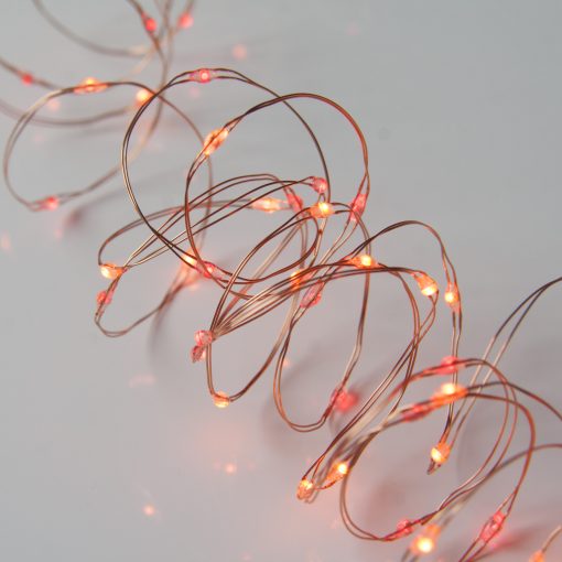 M100STR-USB-SS2-CP_4426 100 Sunset®2 Micro Lights with Remote Control, USB Plug, Timer, Multi Function & Dimmer. Fairy String Lights in red & amber/ orange