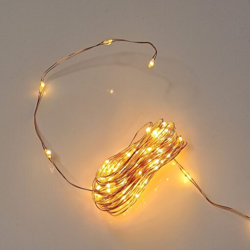 100 Warm White USB Micro Lights On Copper Wire