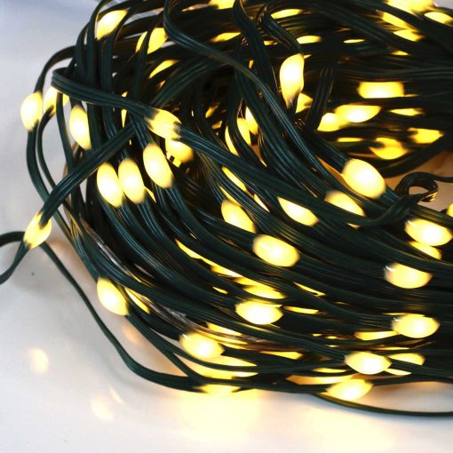 200 Warm White LED Fairy Lights on Green Wire. Multifunction, Remote & Timer. Plug in Fairy Lights