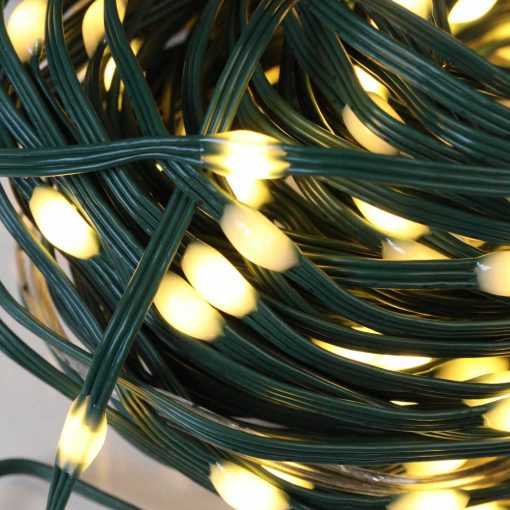 200 Warm White LED Fairy Lights on Green Wire. Multifunction, Remote & Timer. Plug in Fairy Lights