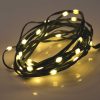 30 Warm White Battery Powered Fairy Lights on Green Wire. Multifunction with 6 hour timer
