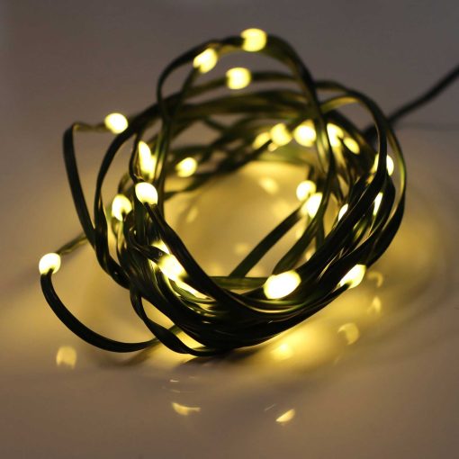 30 Warm White Battery Powered Fairy Lights on Green Wire. Multifunction with 6 hour timer
