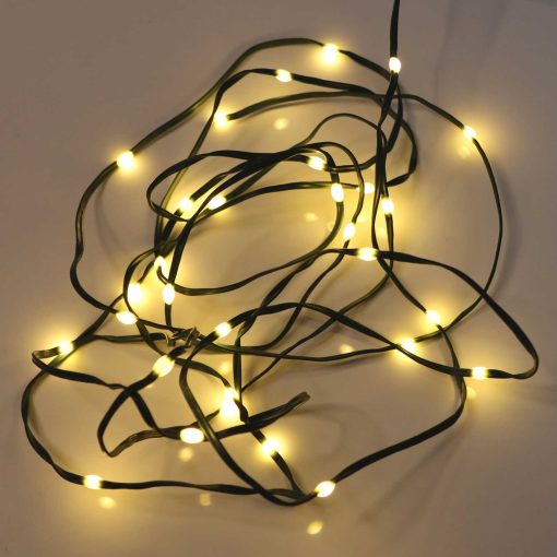 30 Warm White Battery Powered Fairy Lights on Green Wire. Multifunction with 6 hour timer