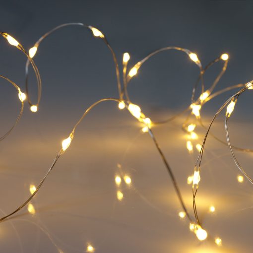 30 Warm White Battery Powered Fairy Lights on Silver Wire. Firefly Lights with Timer