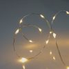 30 Warm White Battery Powered Fairy Lights on Silver Wire. Firefly Lights with Timer