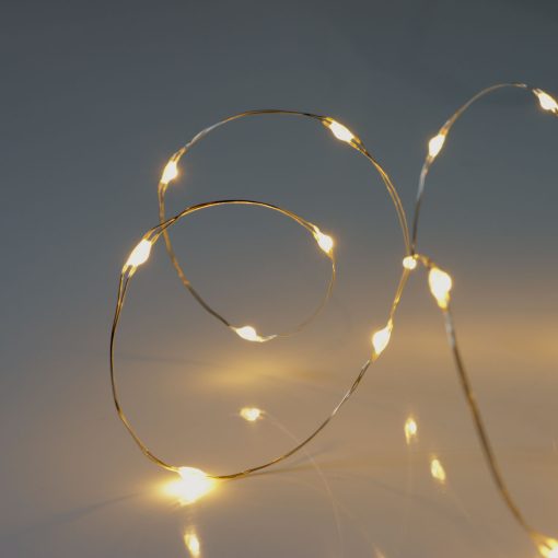 30 Warm White Battery Powered Fairy Lights on Silver Wire. Firefly Lights with Timer